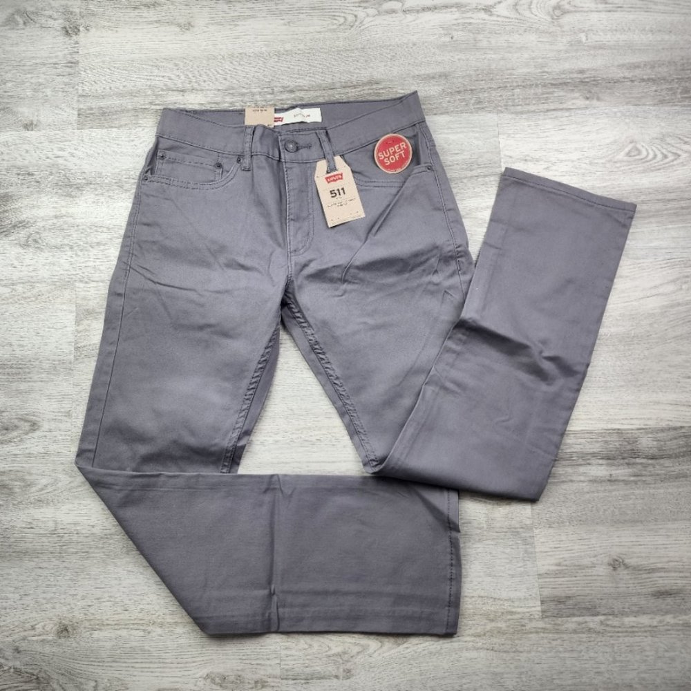 Levi's 511 Slim Fit Straight Cut Casual Jeans Pants Gray Size 16 Regular 28x28
